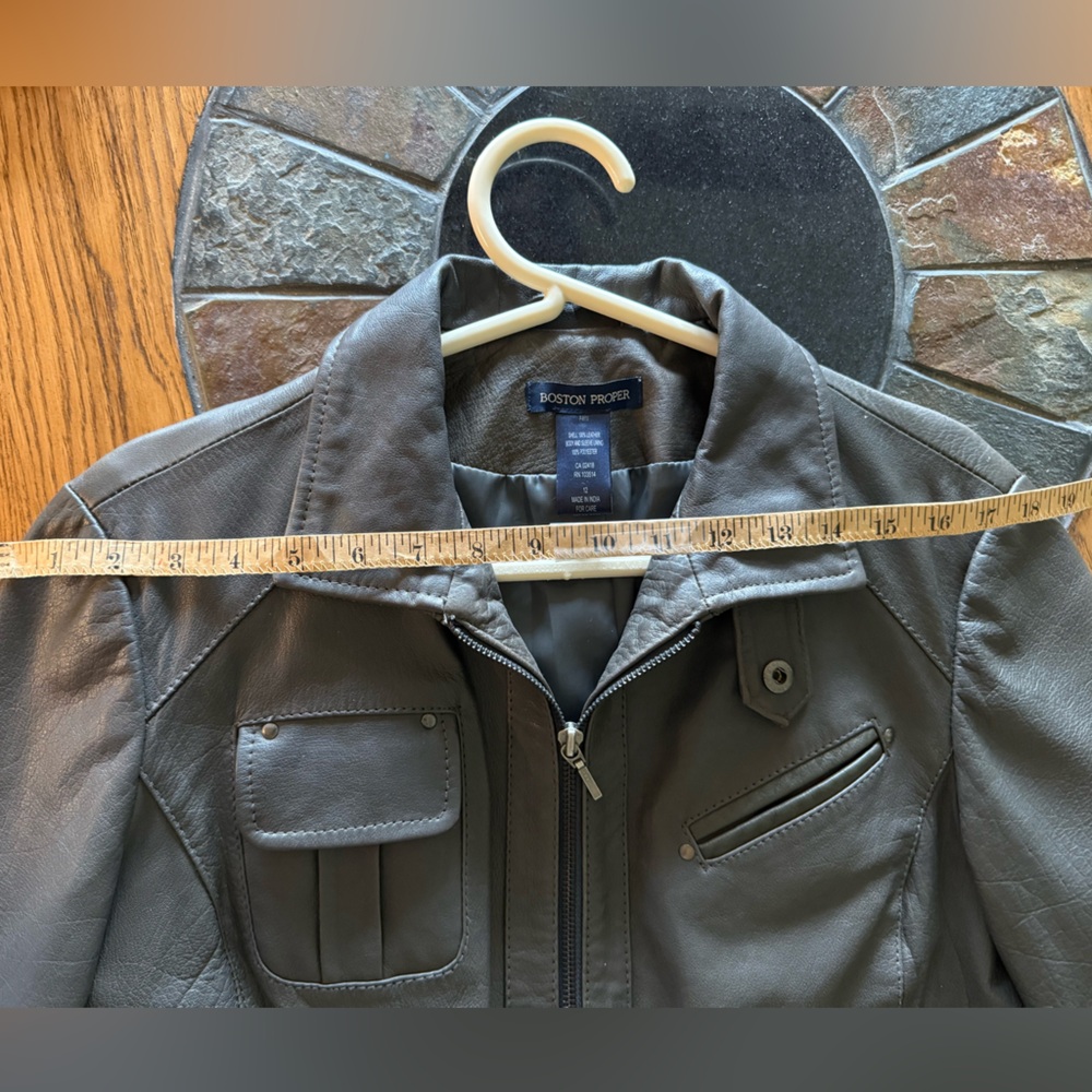 Vintage Genuine leather sz12 crop jacket 6 pockets - Picture 12 of 16